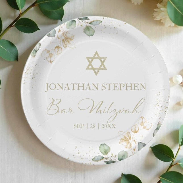 Assiettes En Carton Plaques de papier d'aquarelle Bar Mitzvah | Eucaly (Créateur téléchargé)