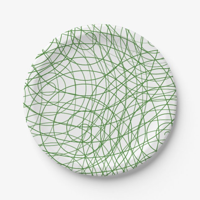 Assiettes En Carton Plaques de papier d'art Abstrait vert moderne (Devant)