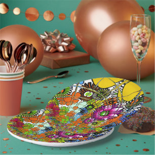 Assiettes En Carton Plaques de papier d'art coloré à motifs floraux