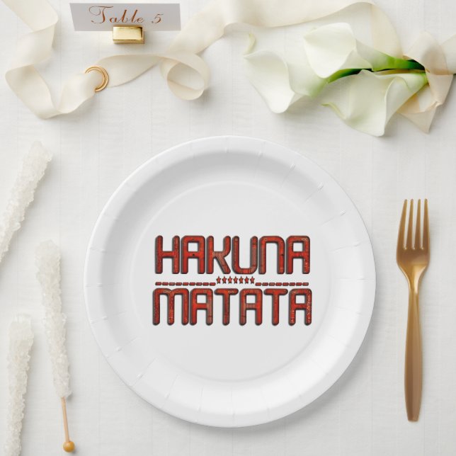Assiettes En Carton Plaques de papier d'art Hakuna Matata Techno (Mariage)
