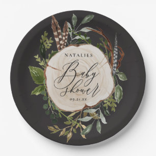 Assiettes En Carton Plaques de papier de baby shower de partie en bois