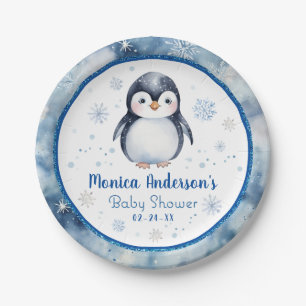 Assiettes En Carton Plaques de papier de Baby shower de pingouin - Hiv