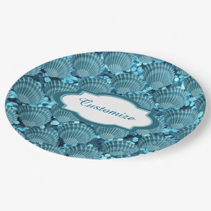 Assiettes En Carton Plaques de papier de coquillage turquoise