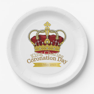 Assiettes En Carton Plaques de papier de couronne de jour de couronnem