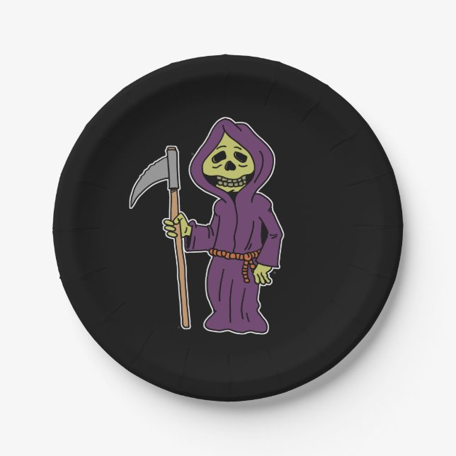 Assiettes En Carton Plaques de papier de dessin Halloween Grim Reaper (Devant)