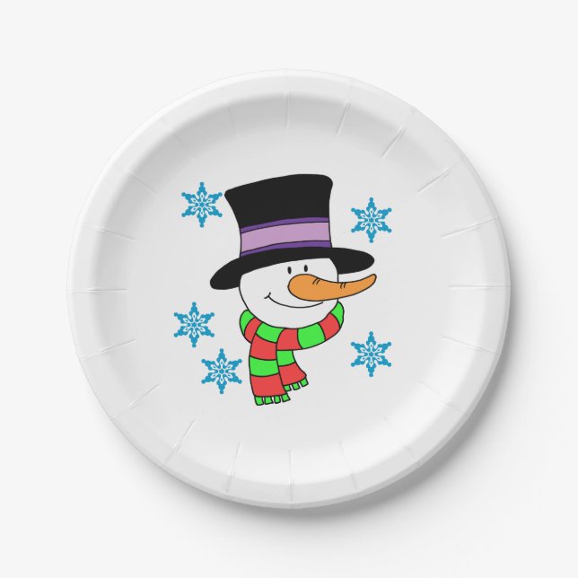 Assiettes En Carton Plaques de papier de dessin Snowman (Devant)