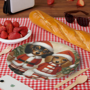 Assiettes En Carton Plaques de papier de fête de Noël de Dachshund