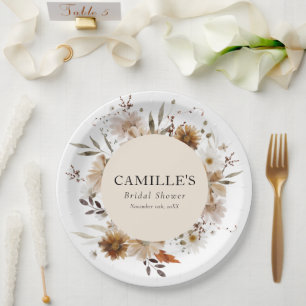 Assiettes En Carton Plaques de papier de Fête des mariées florale de B