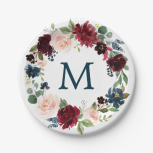Assiettes En Carton Plaques de papier de Fête des mariées Monogramme d