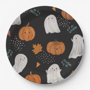 Assiettes En Carton Plaques de papier de fête d'Halloween - Fantômes,