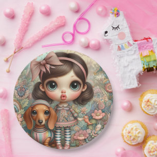 Assiettes En Carton Plaques de papier de fête pour filles aux yeux gra