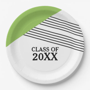 Assiettes En Carton Plaques de papier de Graduation Géométrique Vert