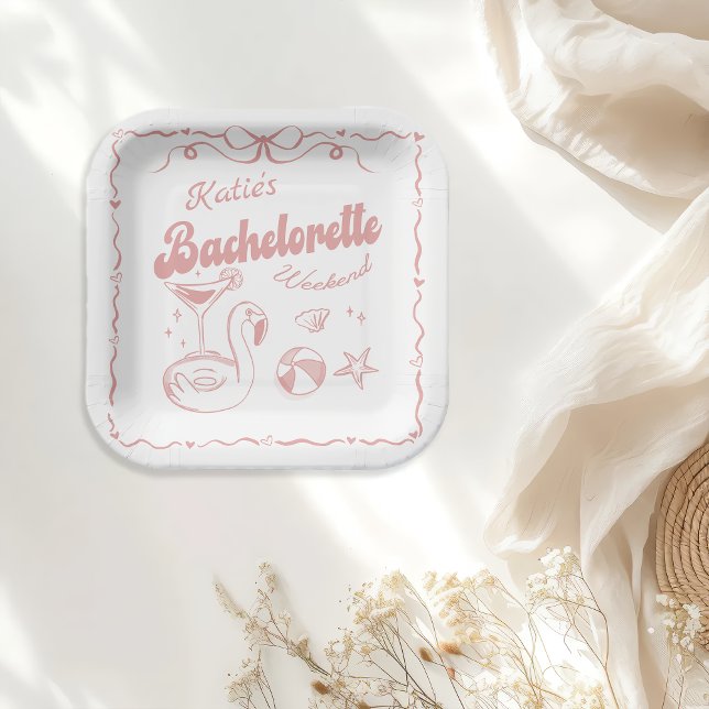Assiettes En Carton Plaques de papier de la dernière Bachelorette rose (Créateur téléchargé)