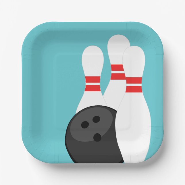 Assiettes En Carton Plaques de papier de la partie de Bowling bleu tur (Recto)