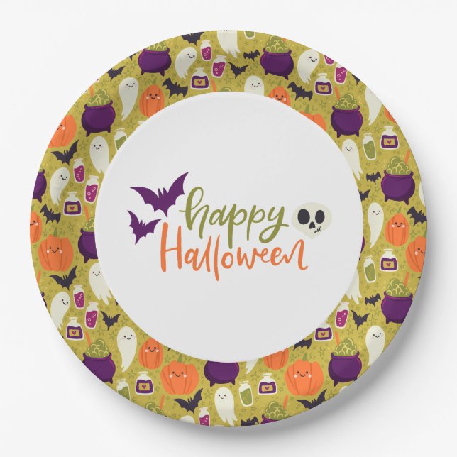 Assiettes En Carton Plaques de papier de la partie Halloween plus mign (Devant)