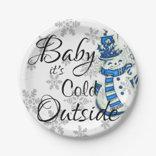 Assiettes En Carton Plaques de papier de Noël, bébé il fait froid deho