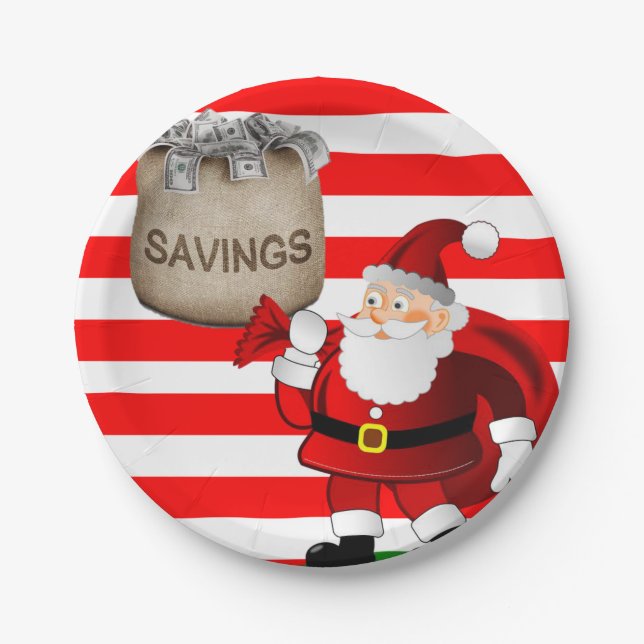 Assiettes En Carton Plaques de papier de Noël, Père Noël (Devant)