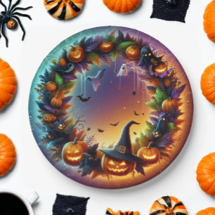 Assiettes En Carton Plaques de papier de nuit Halloween enchantées