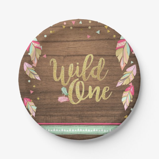 Assiettes En Carton Plaques de papier de premier anniversaire Wild One (Devant)