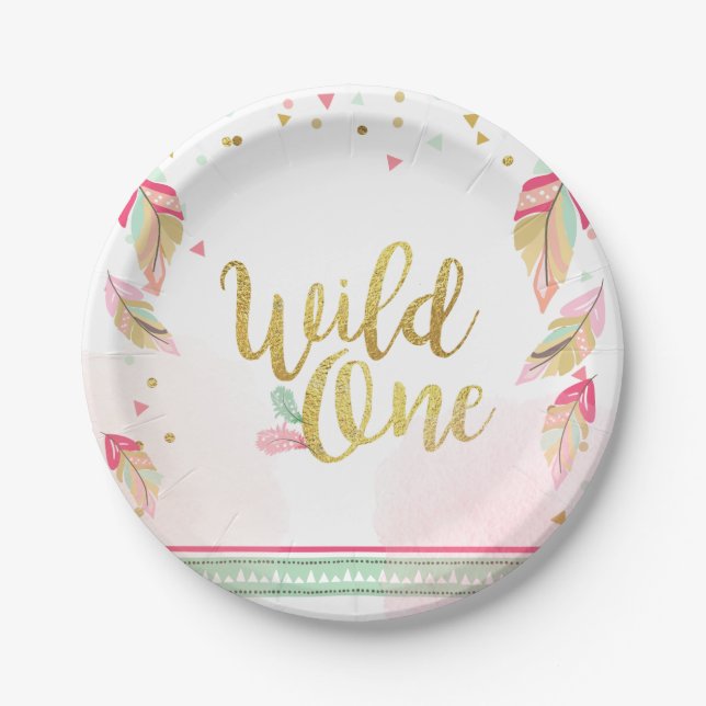 Assiettes En Carton Plaques de papier de premier anniversaire Wild One (Devant)