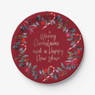 Assiettes En Carton Plaques de papier de serres de Noël Omela rouge Bo