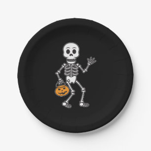 Assiettes En Carton Plaques de papier de squelette d'Halloween