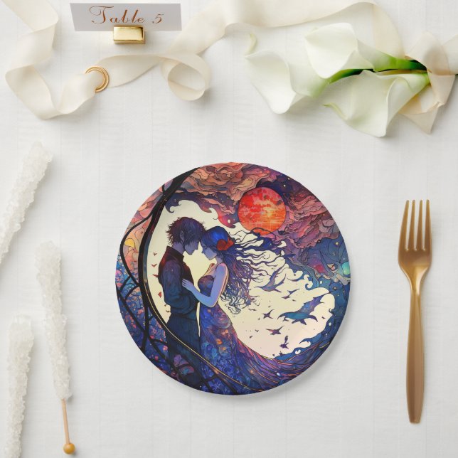 Assiettes En Carton Plaques de papier de verre à deux pieds (Mariage)