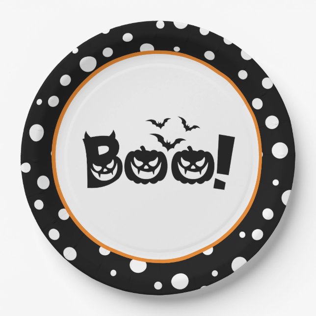 Assiettes En Carton Plaques de papier d'Halloween (Devant)