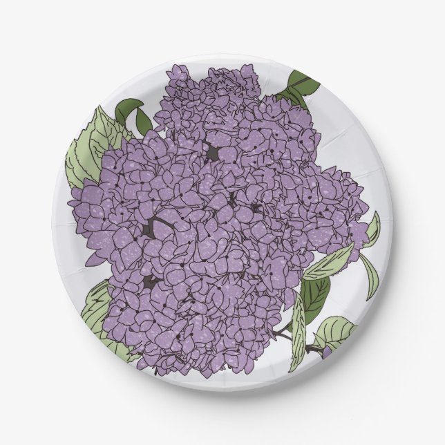 Assiettes En Carton Plaques de papier d'hydrangée violette (Devant)