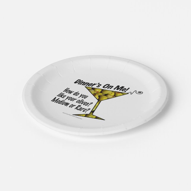 Assiettes En Carton PLAQUES DE PAPIER Dîner ! Des olives ? Moyen ou ra (Angle)
