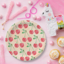 Plaques de papier doux rouge cerise Motif délicieu