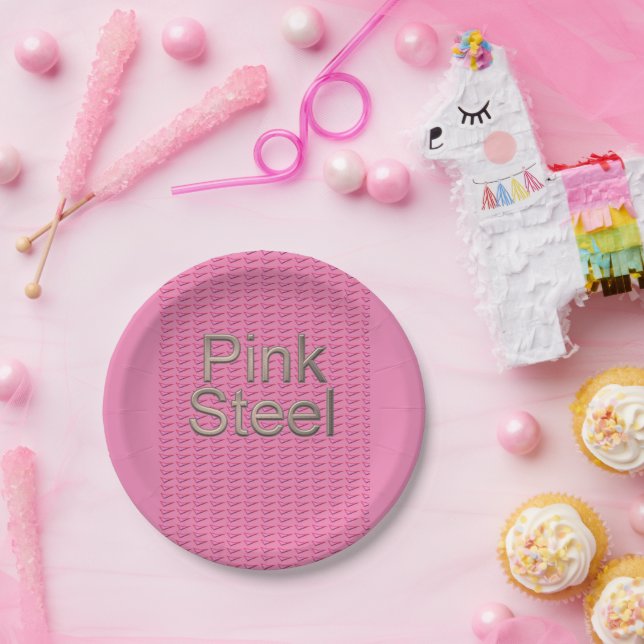 Assiettes En Carton Plaques de papier en acier rose (Fête)