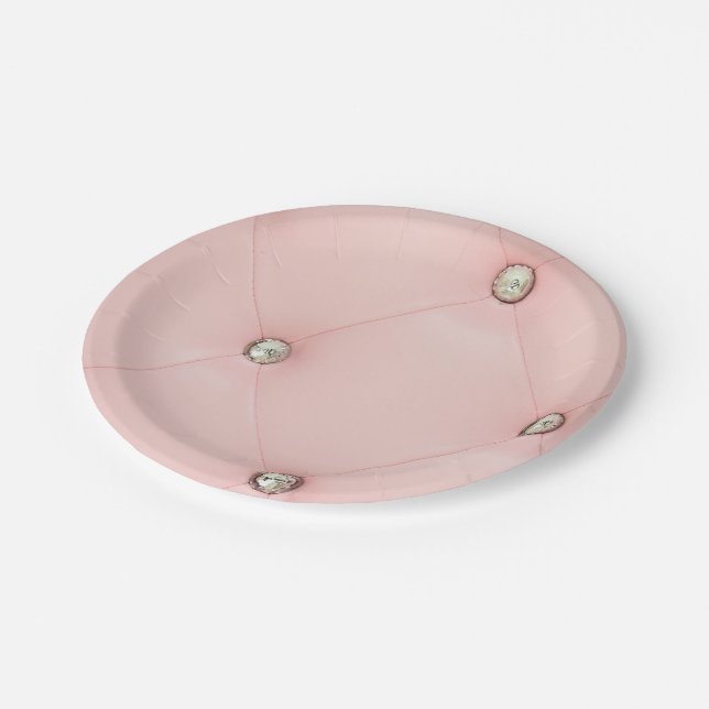 Assiettes En Carton Plaques de papier en cuir poli rose Diamond Bling (Angle)