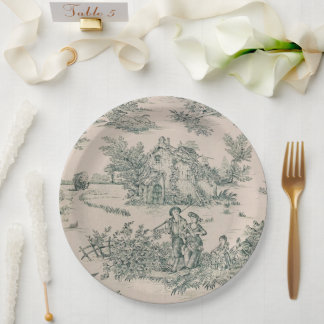 Assiettes En Carton Plaques de papier en toile française verte