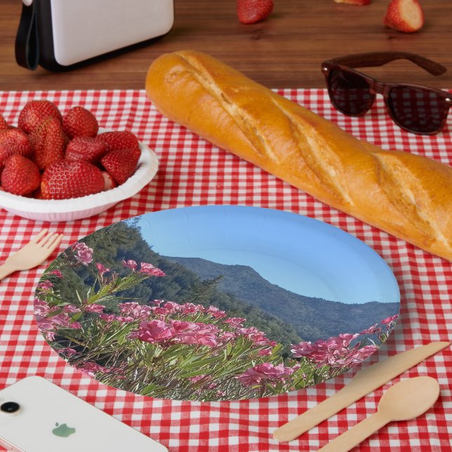 Assiettes En Carton Plaques de papier et Bowls Mt Tamalpais Fleurs ros (Pique-nique)