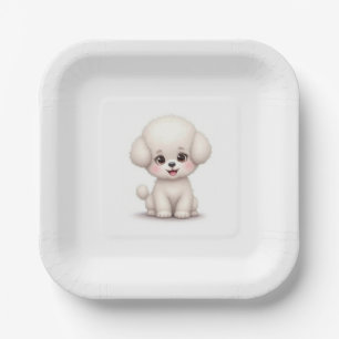 Assiettes En Carton Plaques de papier et de fête (un mignon Bichon)