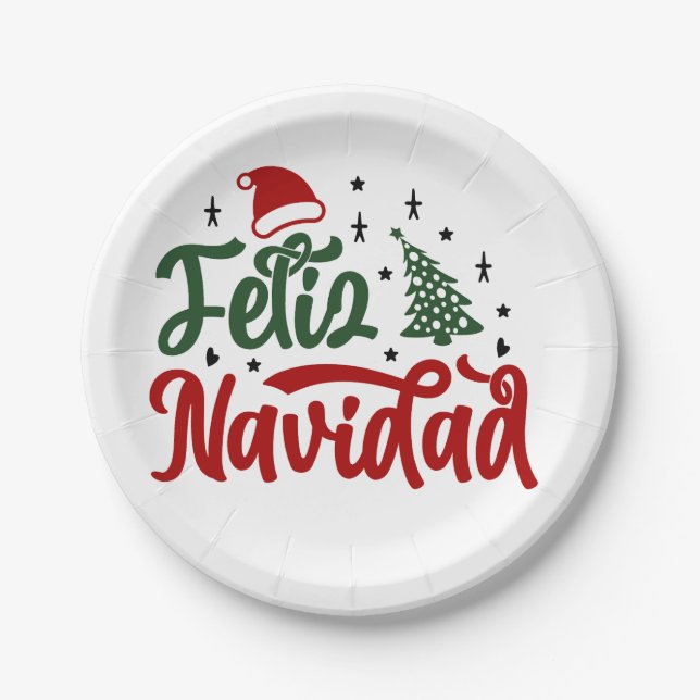 Assiettes En Carton Plaques de papier Feliz Navidad (Devant)