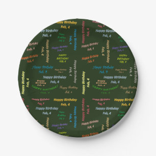 Assiettes En Carton Plaques de papier Février, 4 Anniversaire