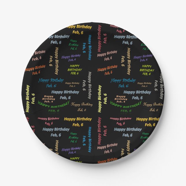 Assiettes En Carton Plaques de papier Février, 6 Anniversaire (Devant)