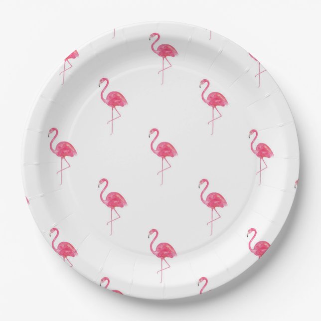 Assiettes En Carton Plaques de papier Flamant rose 9 pouces (Devant)