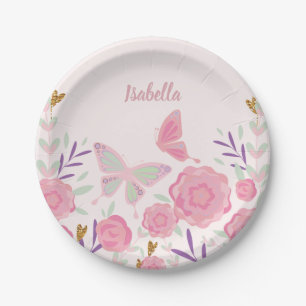 Assiettes En Carton Plaques de papier floral à papillon personnalisé