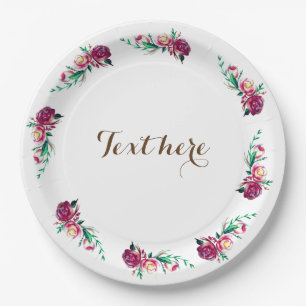 Assiettes En Carton Plaques de papier floral rustique sur mesure