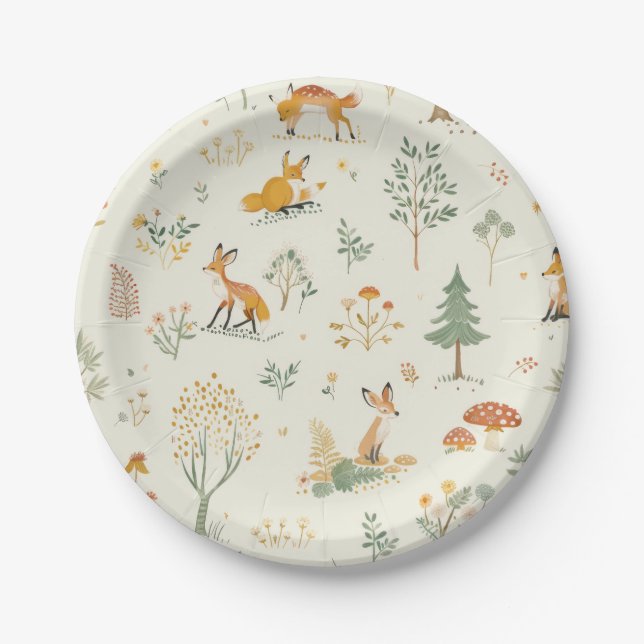 Assiettes En Carton "Plaques de papier Foxy Forest" (Devant)