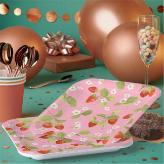 Assiettes En Carton Plaques de papier Fraises d'été