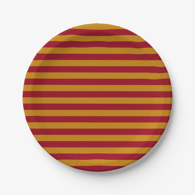 Assiettes En Carton Plaques de papier Garnet et Gold Stripes (Devant)