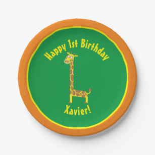 Assiettes En Carton Plaques de papier Giraffe Fête d'anniversaire anim