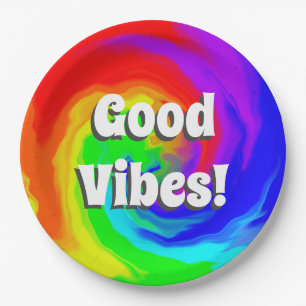 Assiettes En Carton Plaques de papier Good Vibes Volant de la vague