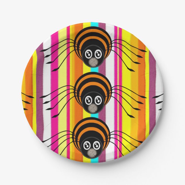 Assiettes En Carton Plaques de papier Halloween, Araignée (Devant)