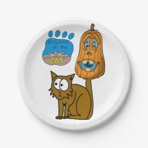 Assiettes En Carton Plaques de papier Halloween, Chat