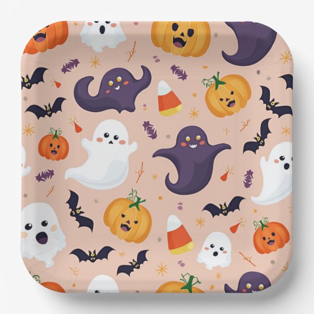 Assiettes En Carton Plaques de papier Halloween - Festive Party Fourni (Recto)